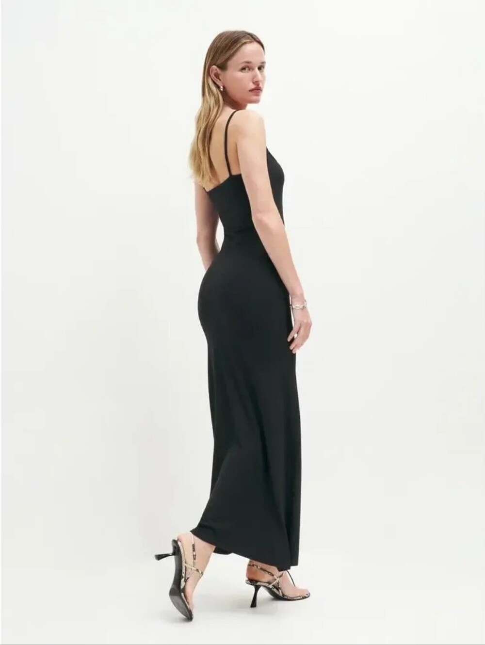 New Reformation Cosmo Maxi Knit Dress in Black Women's Size L - Picture 2 of 14